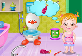 Bébé Hazel nettoie la salle de bain
