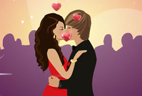 Selena Gomez et Justin Bieber s'embrassent