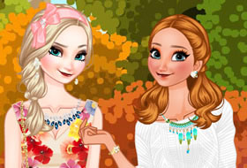 Anna et Elsa voyagent en automne