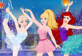 Barbie patine avec Elsa et Ariel