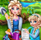 Elsa et sa fille jardinent