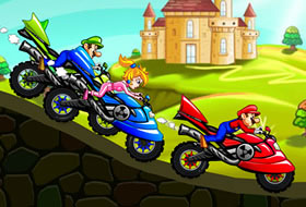 Mario fait la course à moto
