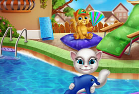 Talking Angela à la piscine